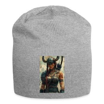 Wikingerfrau Illustration Poster - Jersey-Beanie - Grau meliert - Vorne