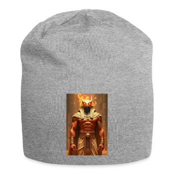 Horus, falkenköpfiger Gott, mit der Doppelkrone - Jersey-Beanie - Grau meliert - Vorne