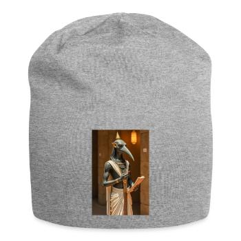 Thoth, ibis-headed god, holding a scroll in an anc - Jersey Beanie - heather grey - Front