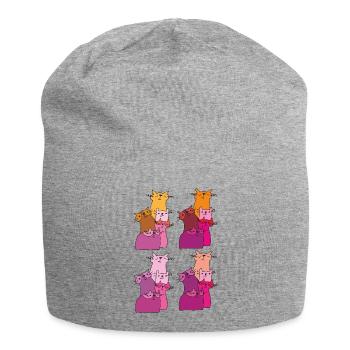 Cats Meet Pattern - Jersey Beanie - heather grey - Front