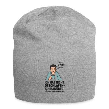 Schlaflos, Kaffee und Lösungen - Jersey-Beanie - Grau meliert - Vorne