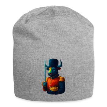 WPAP Stil Tiere - Stier in Uniform mit Säbel - Jersey-Beanie - Grau meliert - Vorne