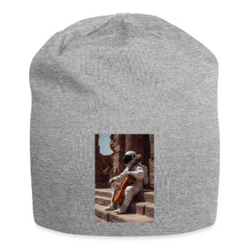 Astronaut mit Cello auf uralten Stufen - Jersey-Beanie - Grau meliert - Vorne