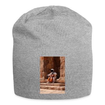 Astronaut spielt Cello in antiken Ruinen - Jersey-Beanie - Grau meliert - Vorne