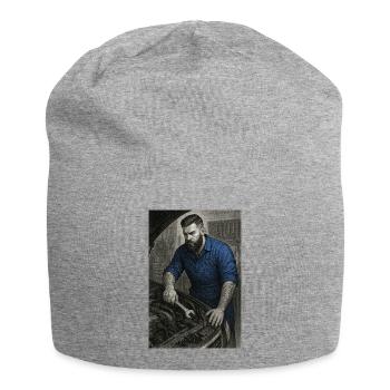 Industrial craftsman with wrench - Jersey Beanie - heather grey - Front