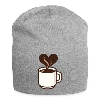 Heart-shaped coffee dream - Jersey Beanie - heather grey - Front