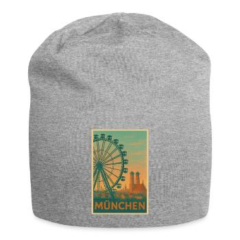 Historic Munich Ferris wheel silhouette - Jersey Beanie - heather grey - Front