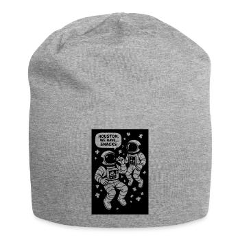 Astronauten mit Popcorn schwarzweiß - Jersey-Beanie - Grau meliert - Vorne