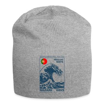 Nazaré Wave and Portuguese Flag - Jersey Beanie - heather grey - Front