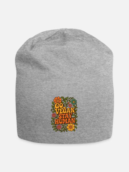 Go Vegan Stay Human - Jersey-Beanie - Grau meliert