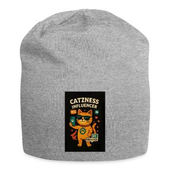 Cat influencer with sunglasses - Jersey Beanie - heather grey - Front