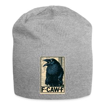 Lustiger schwarzer Krähenvogel mit F-CAW-F-SPRUCH - Jersey-Beanie - Grau meliert - Vorne
