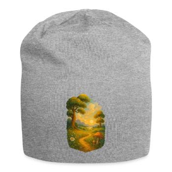 Märchenpfad im Sonnenlicht - Jersey-Beanie - Grau meliert - Vorne