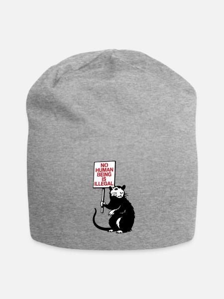 No Human Being is Illegal - Jersey-Beanie - Grau meliert