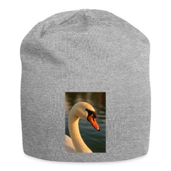 Vogel - Schwan - Jersey-Beanie - Grau meliert - Vorne