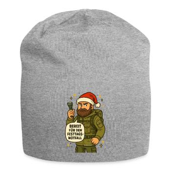 Bereit für den Festtags-Notfall - Jersey-Beanie - Grau meliert - Vorne