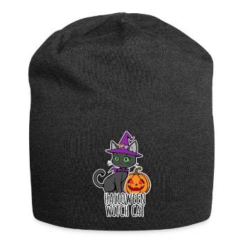 Cute Halloween Cats Witch Halloween WitchCat - Jersey Beanie - charcoal grey - Front