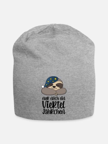 Nur noch ein viertel Jährchen - Süßes Faultier - Jersey-Beanie - Grau meliert