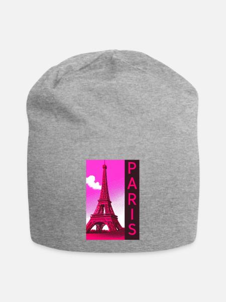 Paris Pink Eiffel Turm Retro - Jersey-Beanie - Grau meliert