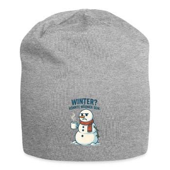 Winter? Wärm dich mit Kaffee - Jersey-Beanie - Grau meliert - Vorne