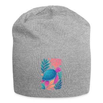 Farbenfrohe Korallen-Schildkröte - Jersey-Beanie - Grau meliert - Vorne