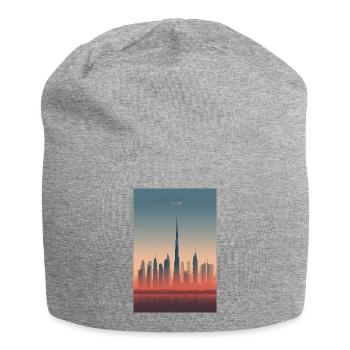 Dubai Skyline in Pastellfarben - Jersey-Beanie - Grau meliert - Vorne
