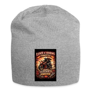 Amour & Moto : Roulez pour toujours - Bonnet en jersey - gris chiné - Devant