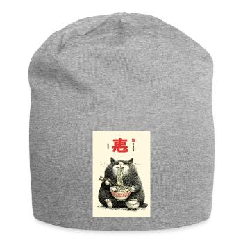 Festin de nouilles du chat de la fortune - Bonnet en jersey - gris chiné - Devant