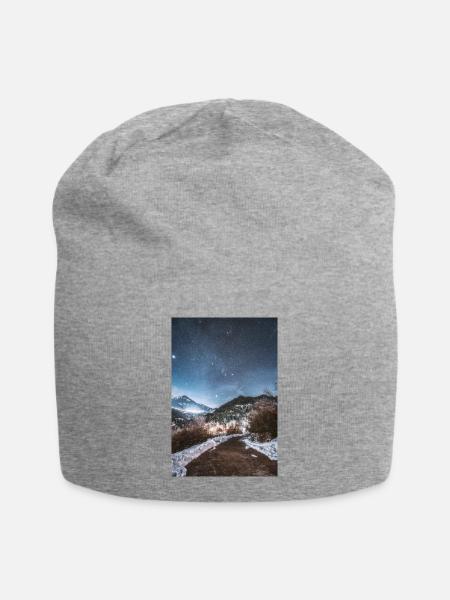 Die Nacht SKy über den Agrafa-Bergen - Jersey-Beanie - Grau meliert