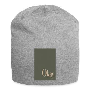 Statement Poster with Word Art Okay. - Jersey Beanie - heather grey - Front
