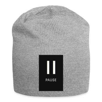 Pause Sign Minimal Black - Jersey Beanie - heather grey - Front