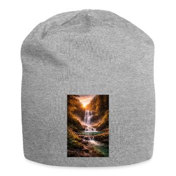Waterfall in the evening sun - Jersey Beanie - heather grey - Front