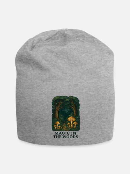 Waldzauber Pilzlandschaft - Jersey-Beanie - Grau meliert