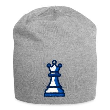 Reine Échecs Style Graffiti Bleu Blanc Vintage - Bonnet en jersey - gris chiné - Devant