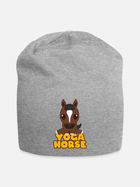 Yoga Pferd Cartoon - Jersey-Beanie - Grau meliert