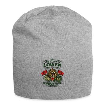 Löwe und marokkanische Pässe - Jersey-Beanie - Grau meliert - Vorne