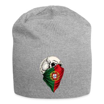 Portugiesischer Flaggenschädel - Jersey-Beanie - Grau meliert - Vorne