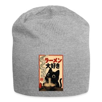 Ramen Cat Vintage Poster - Jersey Beanie - heather grey - Front