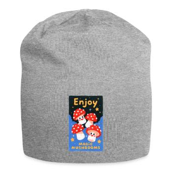 Savourez des champignons colorés - Bonnet en jersey - gris chiné - Devant