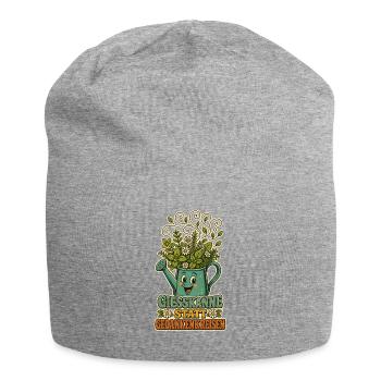 Gießkanne statt Gedankenkreisen - Jersey-Beanie - Grau meliert - Vorne