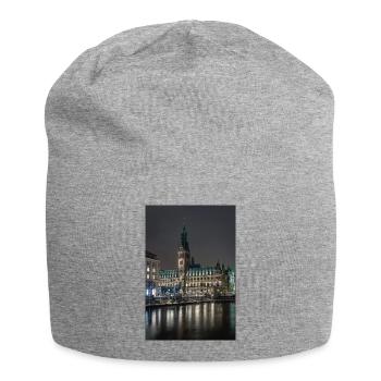 L’hôtel de ville de Hambourg illuminé la nuit - Bonnet en jersey - gris chiné - Devant