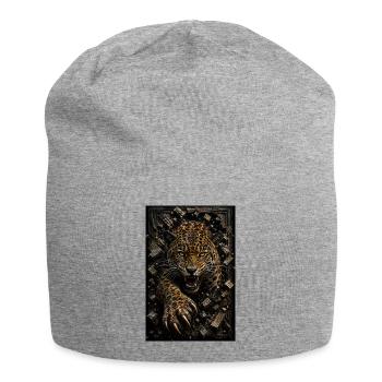 Léopard en furie parmi les blocs - Bonnet en jersey - gris chiné - Devant