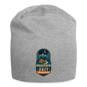 Draußen wird aus Zeit Erinnerung – Camping - Jersey-Beanie - Grau meliert - Vorne