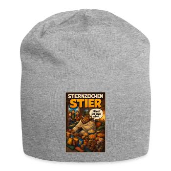 Sternzeichen Stier  Pläne? Ich liege längst schon. - Jersey-Beanie - Grau meliert - Vorne