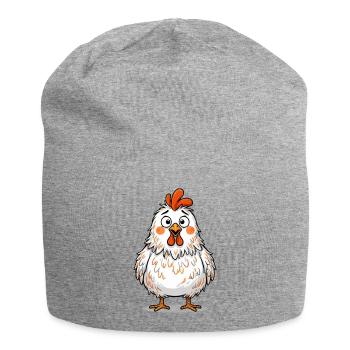 Lustiges Verwirrtes Huhn Funny Chicken - Jersey-Beanie - Grau meliert - Vorne