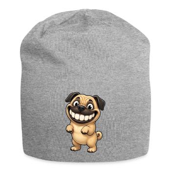 Lustiger Mops Comic zeigt Zähne - Jersey-Beanie - Grau meliert - Vorne