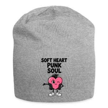 Weiches Herz mit Punkseele - Jersey-Beanie - Grau meliert - Vorne