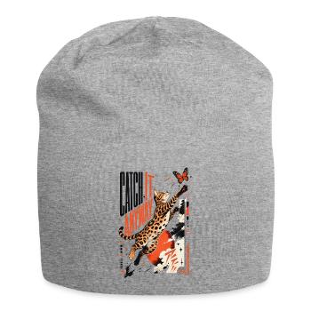 Catch It Anyway – Dynamischer Bengal Katzen-Sprung - Jersey-Beanie - Grau meliert - Vorne