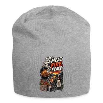Meat, Fire, Peace, BBQ - Jersey Beanie - heather grey - Front