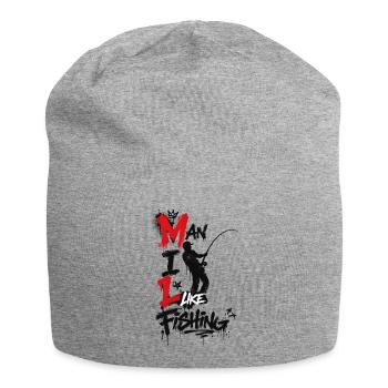 Fishing man - Humor - Jersey Beanie - heather grey - Front